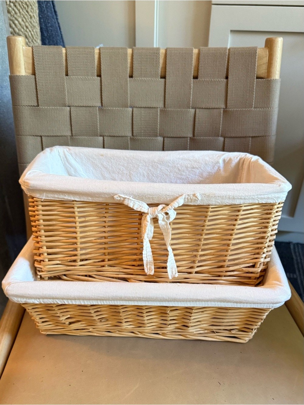Woven Baskets with Fabric Liners